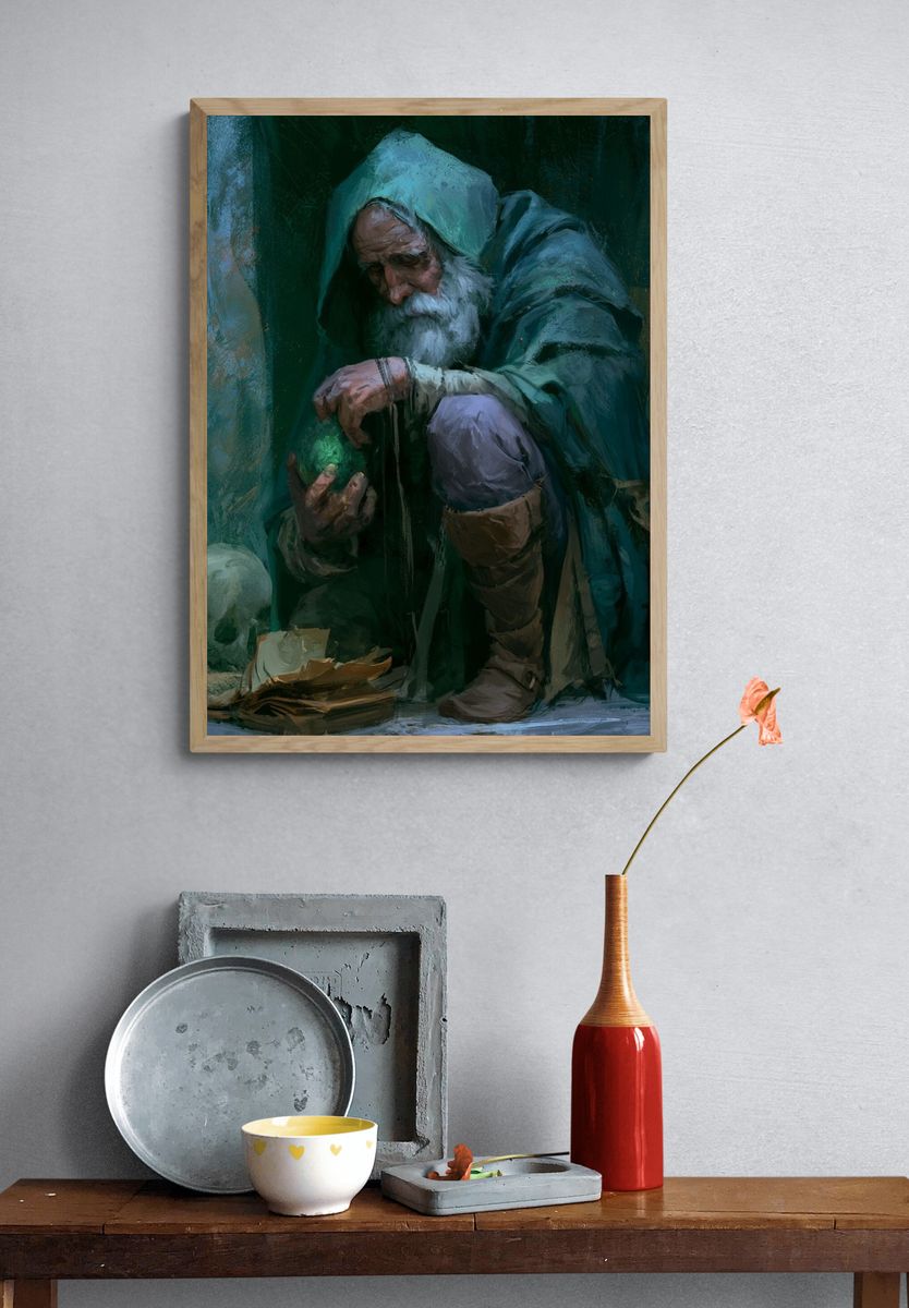 Mystic Hooded Sage Fantasy Print. — room view 3