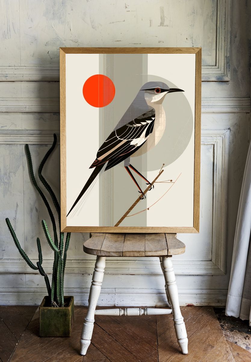 Geometric Bird Illustration Poster. room preview
