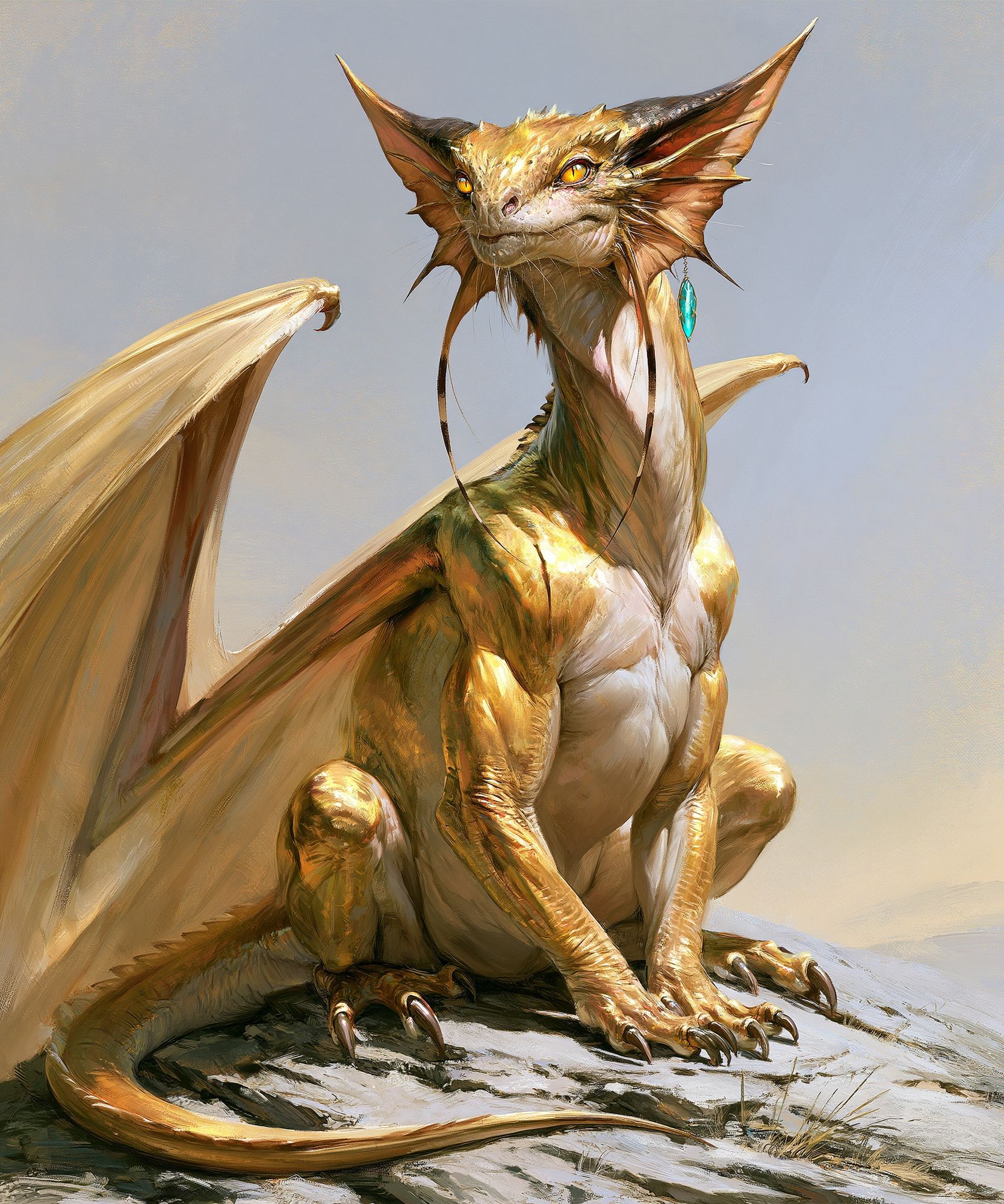 Golden Dragon Fantasy Print. poster — illustration art