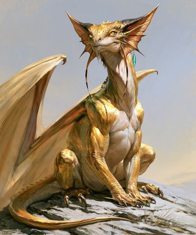 Golden Dragon Fantasy Print.