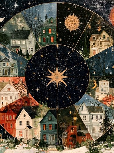 Celestial Village Wheel Print.