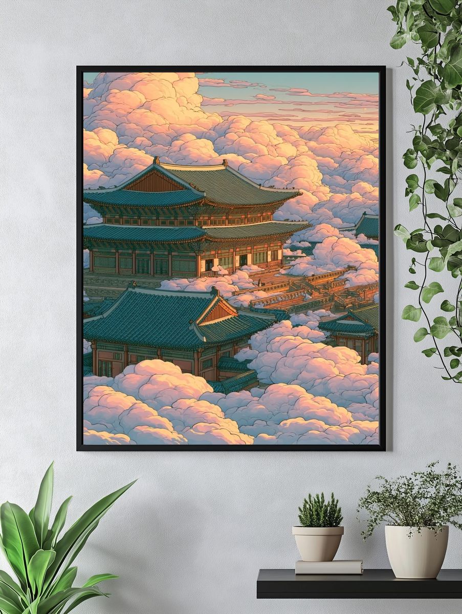 Cloud Palace Temple Illustration Poster. — room view 4
