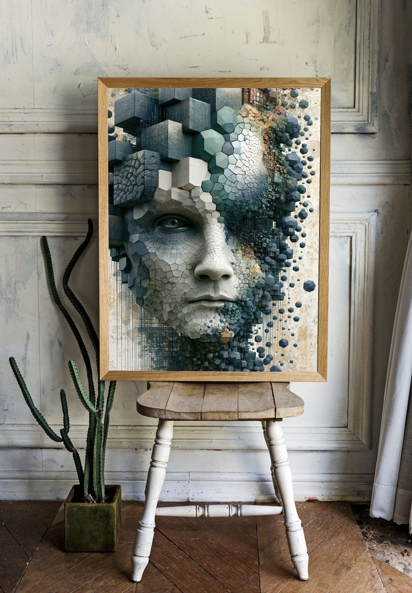 Fragmented Face Digital Art Poster. room preview