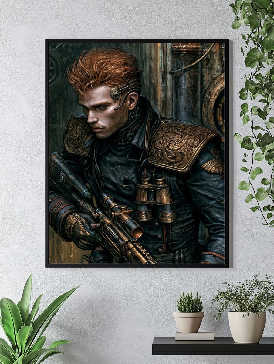 Steampunk Soldier Portrait Print. — room view 4