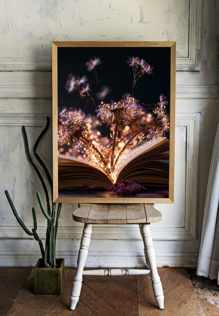 Enchanted Book Bloom Illustration Poster. — room view 1