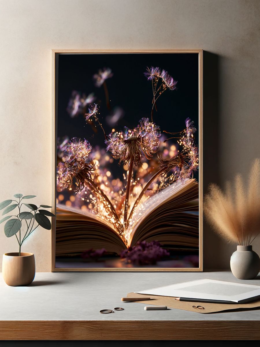 Enchanted Book Bloom Illustration Poster. — room view 2