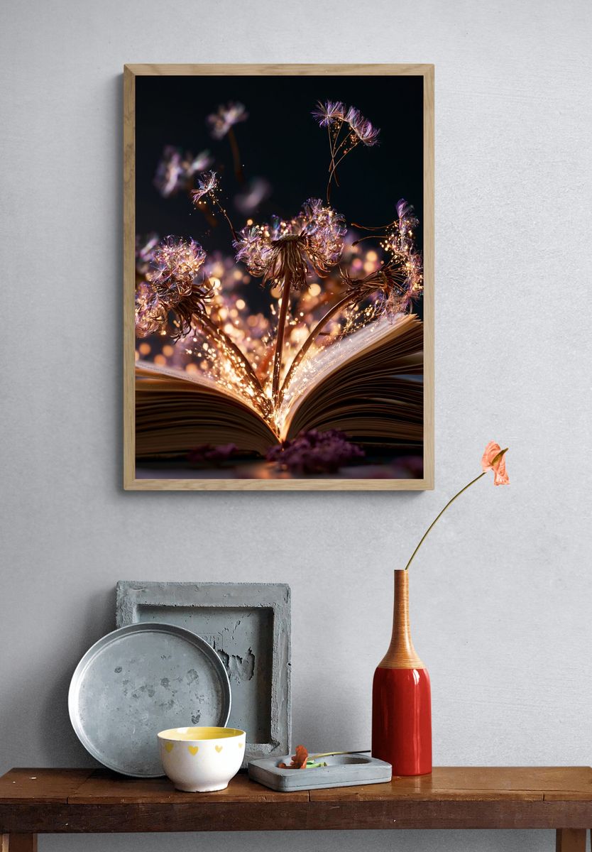 Enchanted Book Bloom Illustration Poster. — room view 3