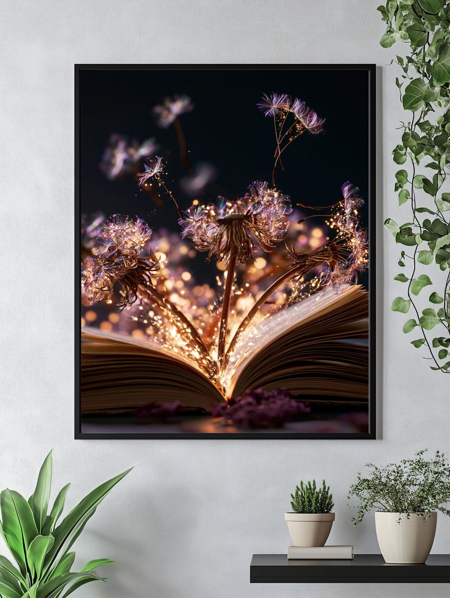 Enchanted Book Bloom Illustration Poster. — room view 4