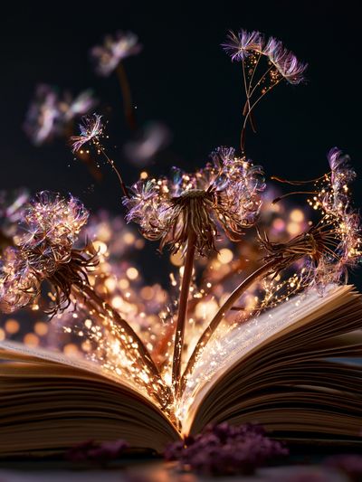 Enchanted Book Bloom Illustration Poster.