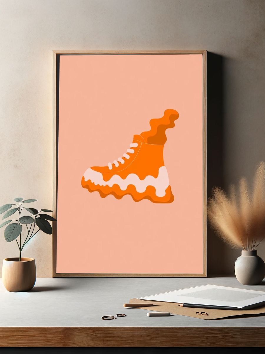 Orange Sneaker Illustration Poster. — room view 2