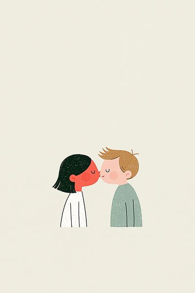 Kissing Couple Nursery Print.