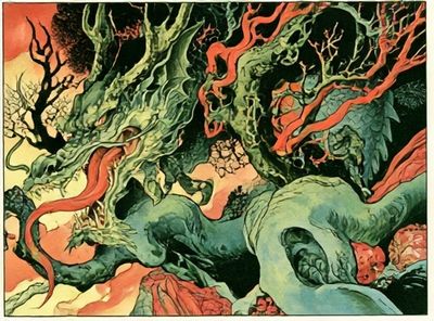 Surreal Tree Canopy Illustration Poster.