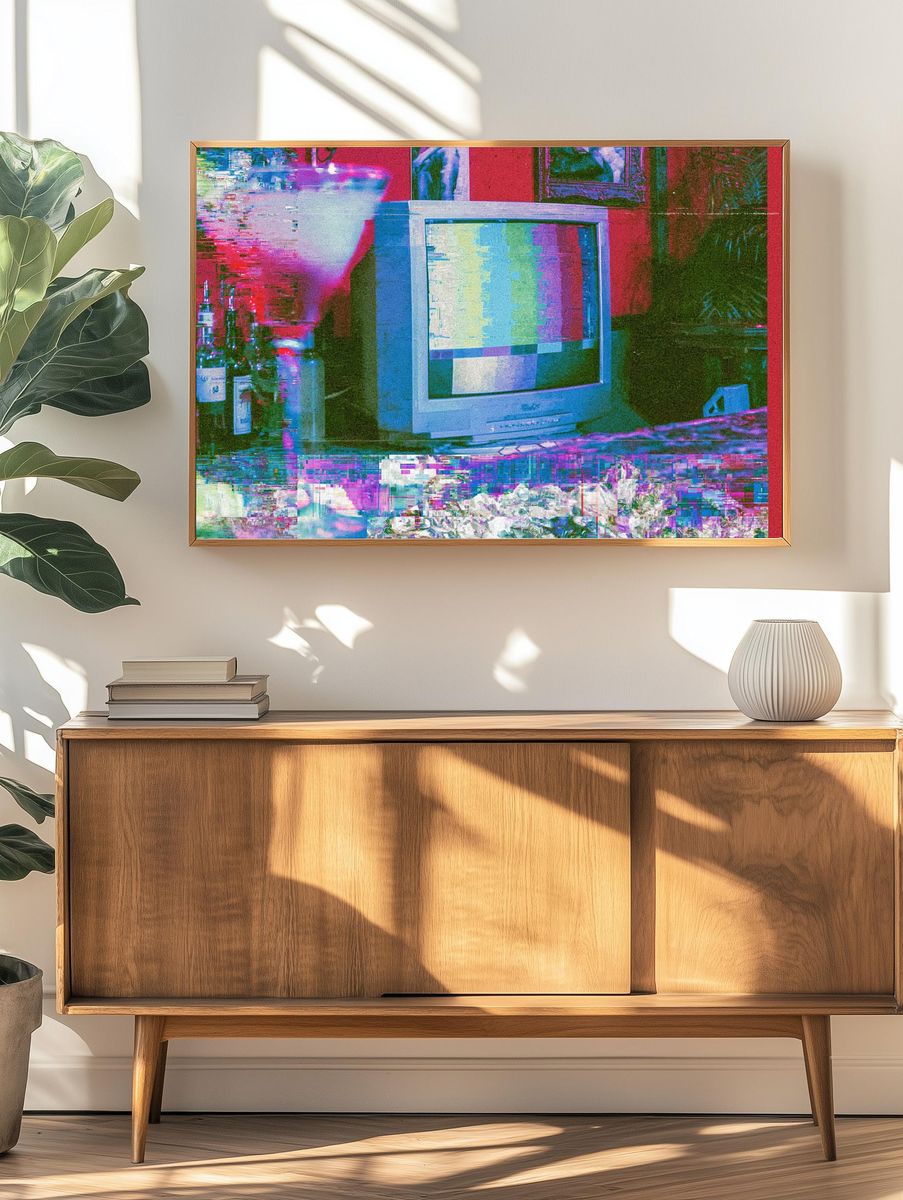 Glitch TV Static Illustration Print. — room view 3