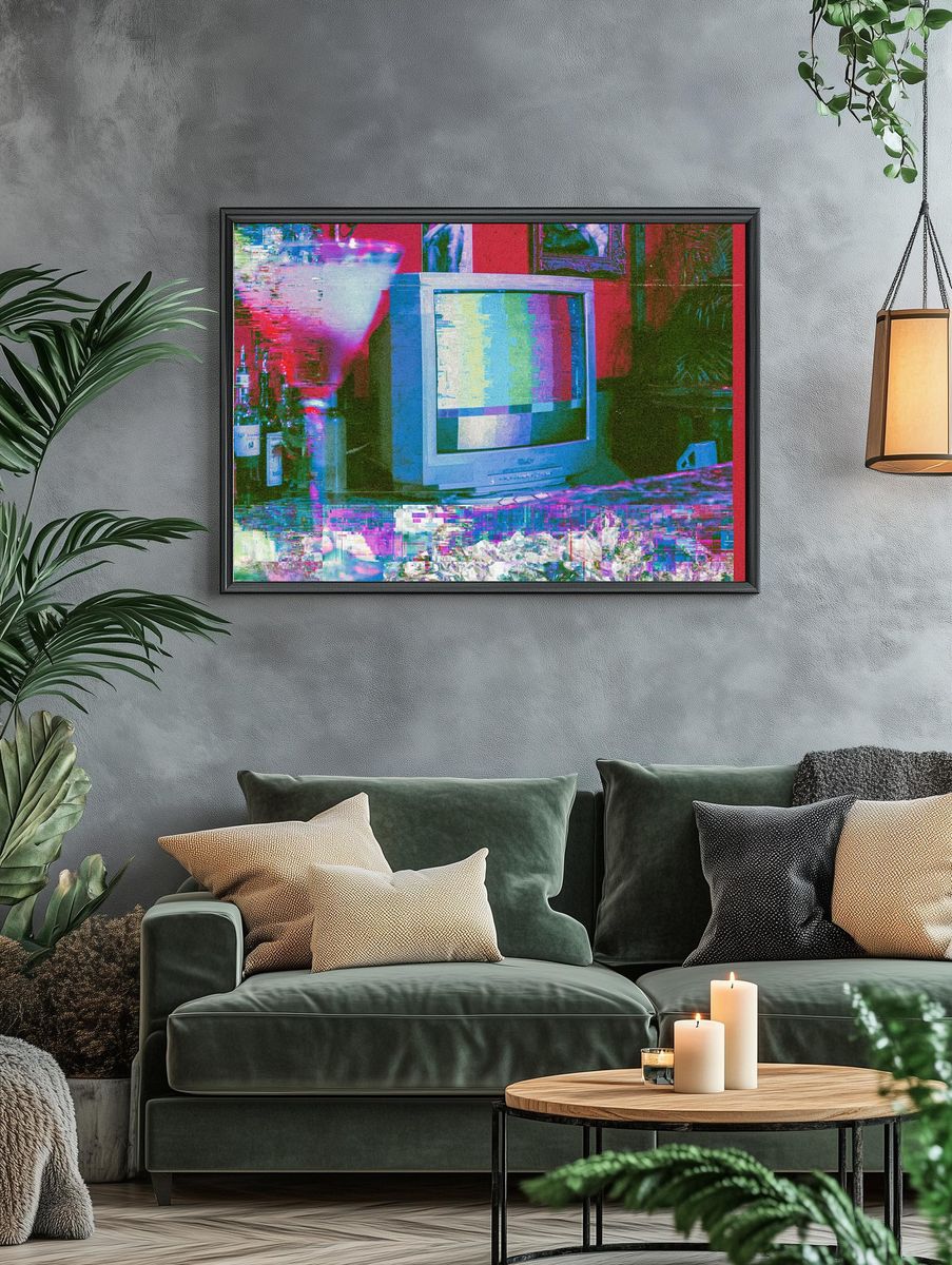 Glitch TV Static Illustration Print. — room view 4
