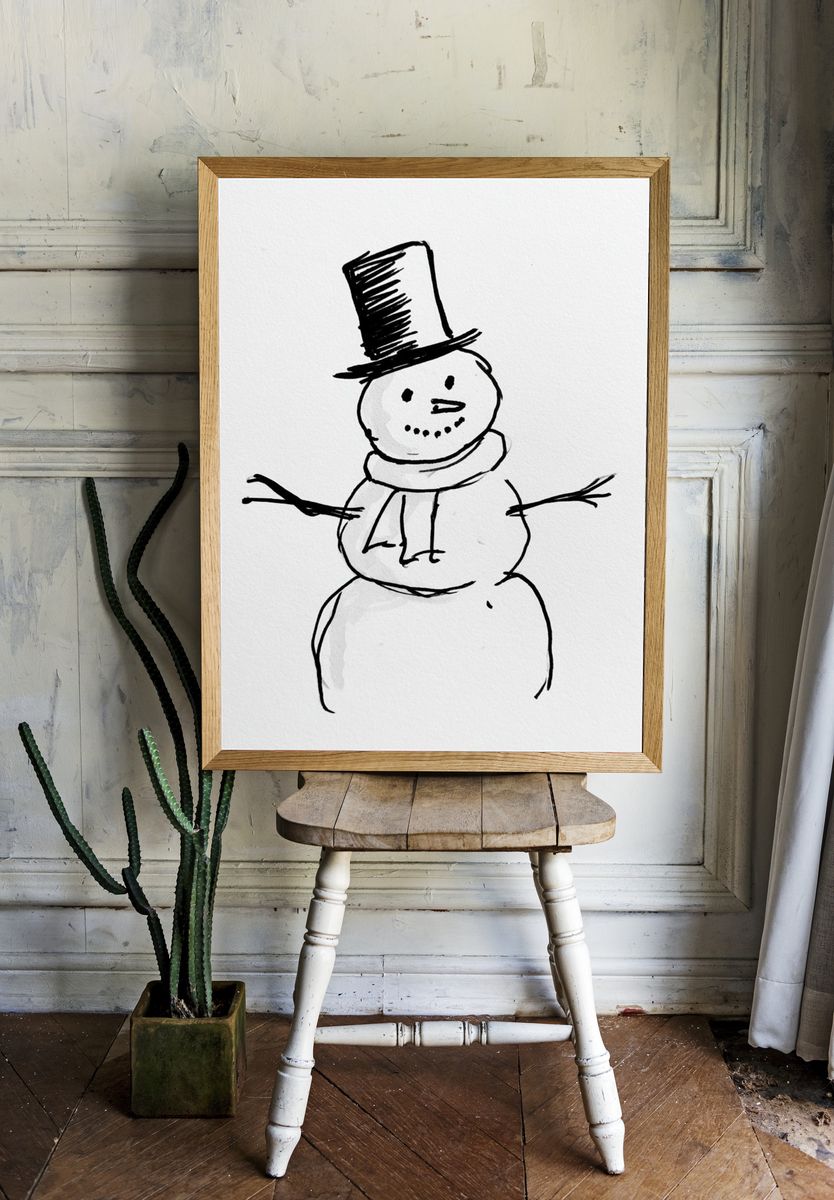 Snowman Line-Art Poster. room preview