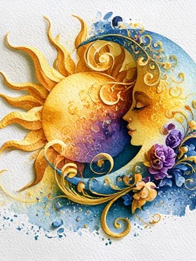Sun and Moon Harmony Illustration Poster. poster — illustration art