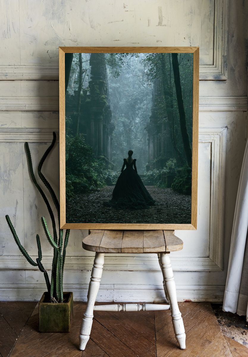 Misty Forest Silhouette Poster. room preview