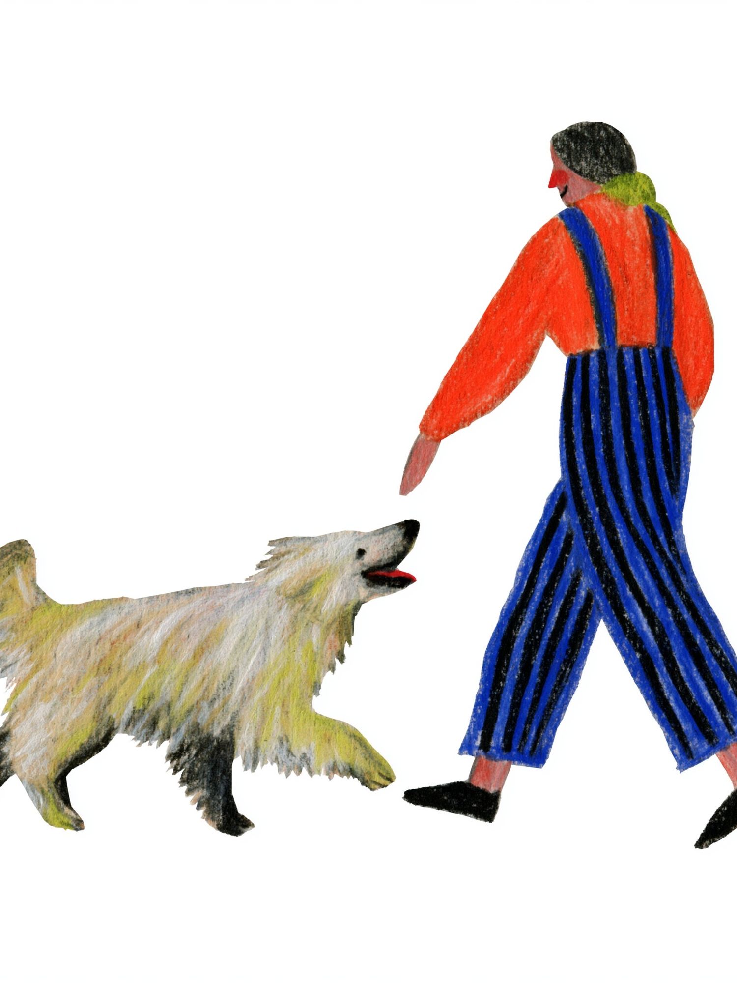 Girl Walking Dog Illustration Poster. poster — illustration art