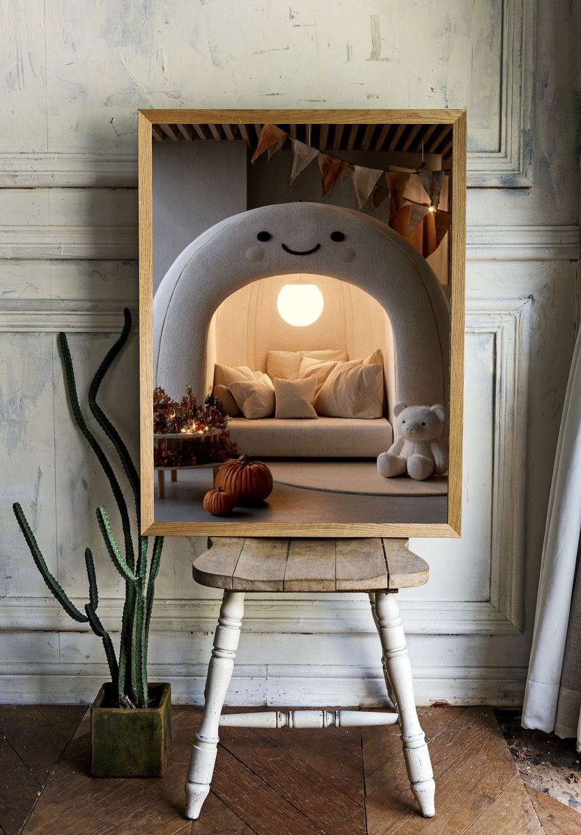 Cozy Bear Nook Illustration Poster. — room view 1