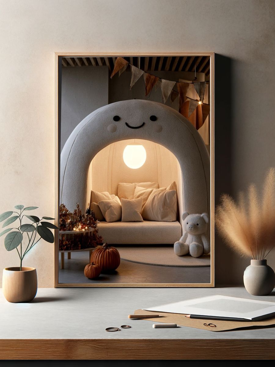 Cozy Bear Nook Illustration Poster. — room view 2