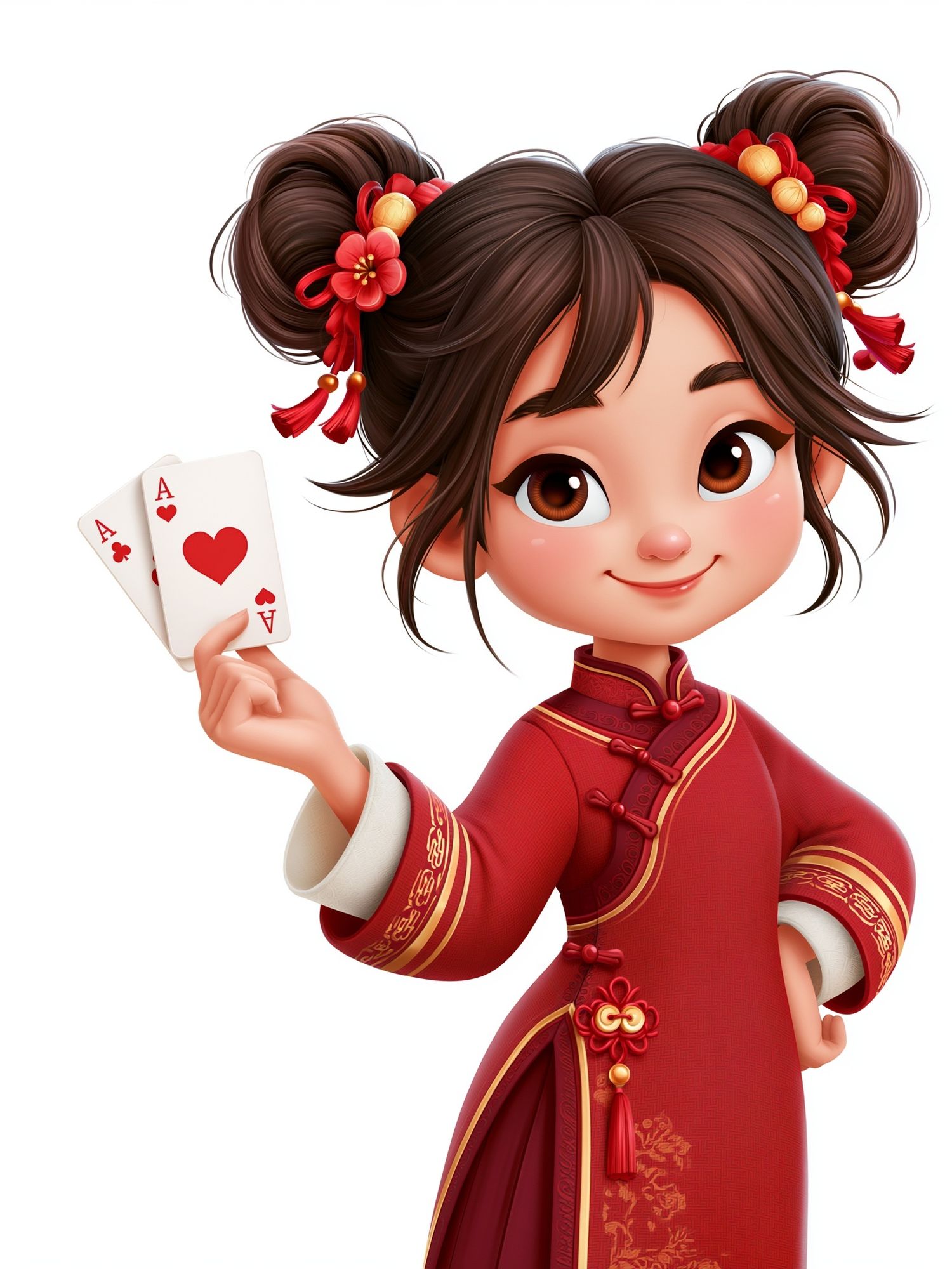 Lucky Girl with Cards Illustration Poster. poster detail