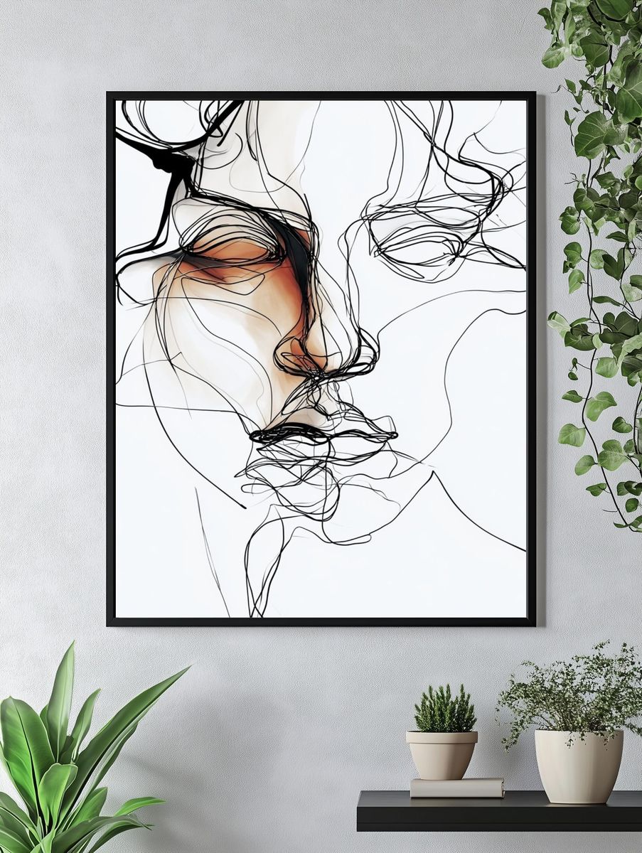 Abstract Face Line Art Poster. — room view 4