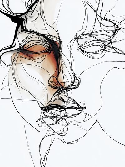 Abstract Face Line Art Poster.