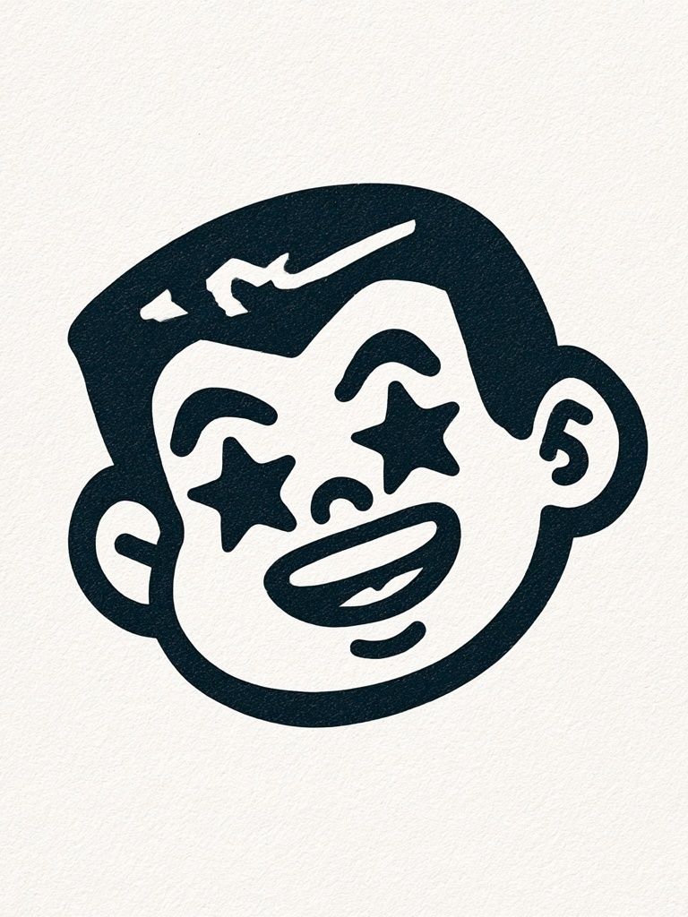 Starry Face Cartoon Print. poster detail