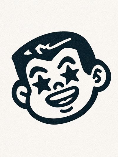 Starry Face Cartoon Print. poster