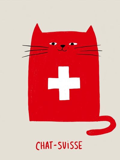 Swiss Cat Typography Poster.