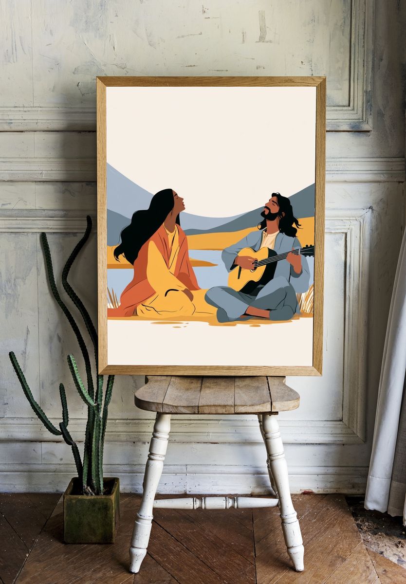 Desert Serenade Illustration Poster. room preview