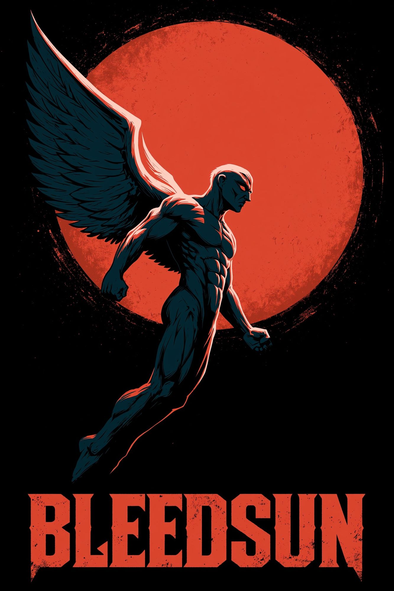 Bleedsun Winged Figure Poster. poster — illustration art