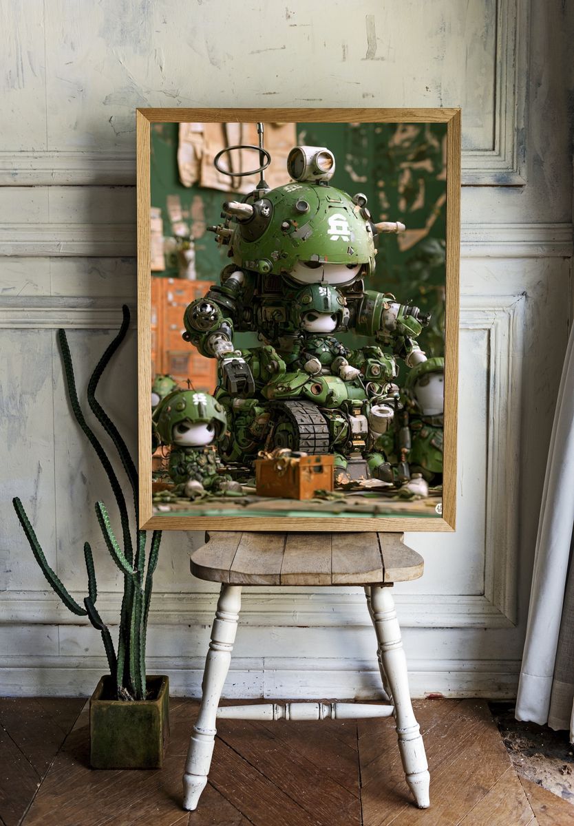 Mecha Soldier Squad Illustration Poster. — room view 1
