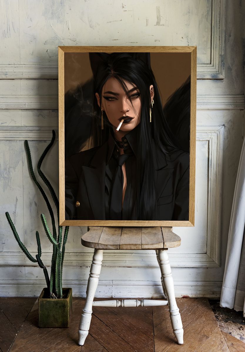 Smoky Noir Portrait Print. room preview