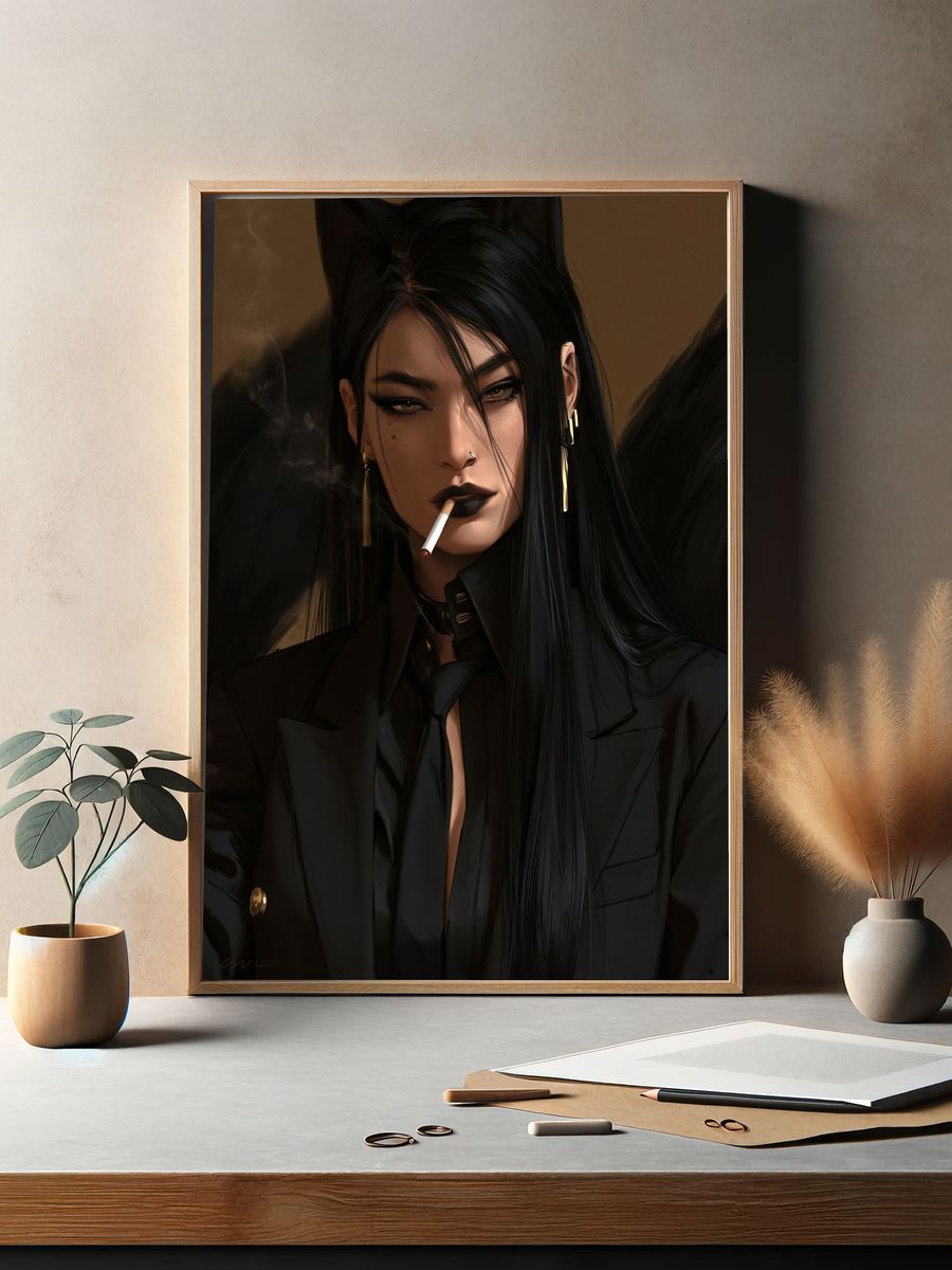Smoky Noir Portrait Print. — room view 2