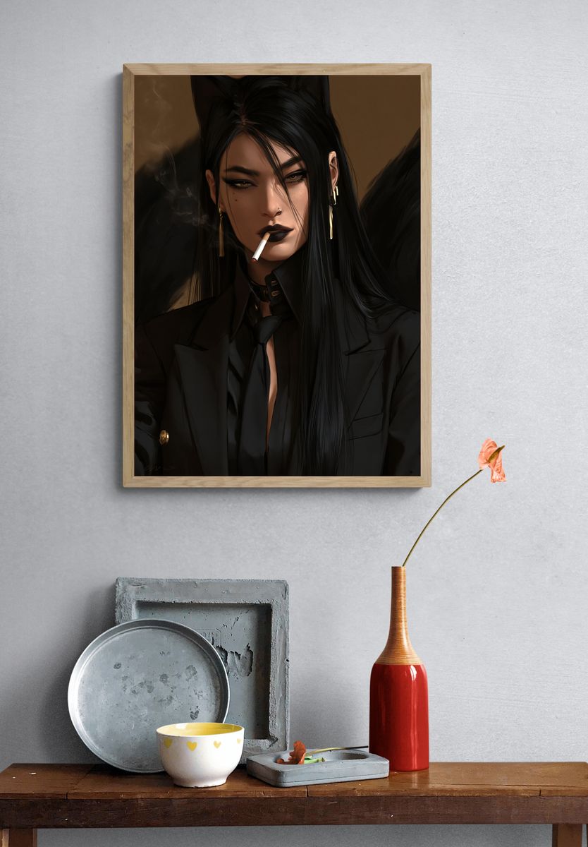 Smoky Noir Portrait Print. — room view 3