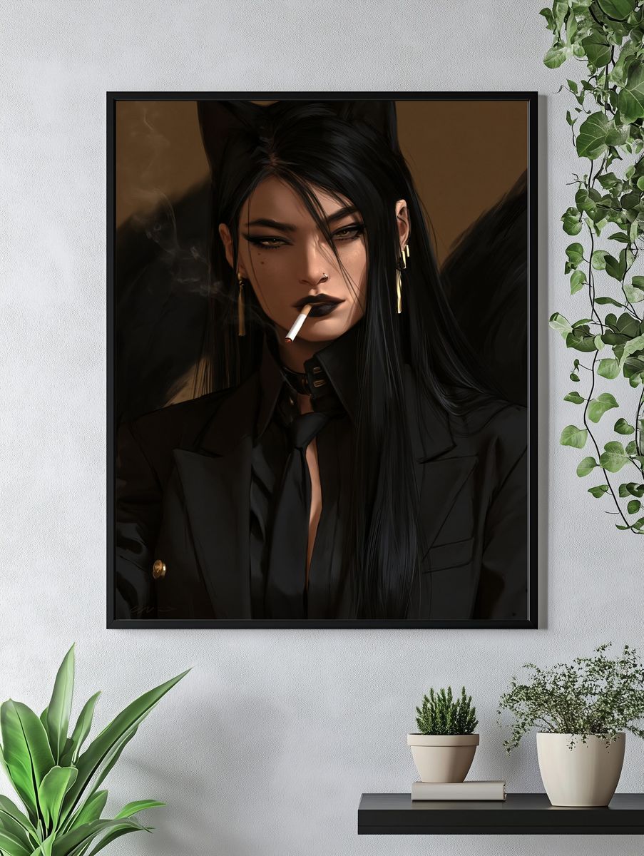 Smoky Noir Portrait Print. — room view 4