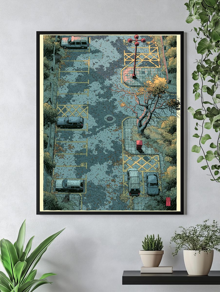 Cowboy and Raven Illustration Poster. — room view 4
