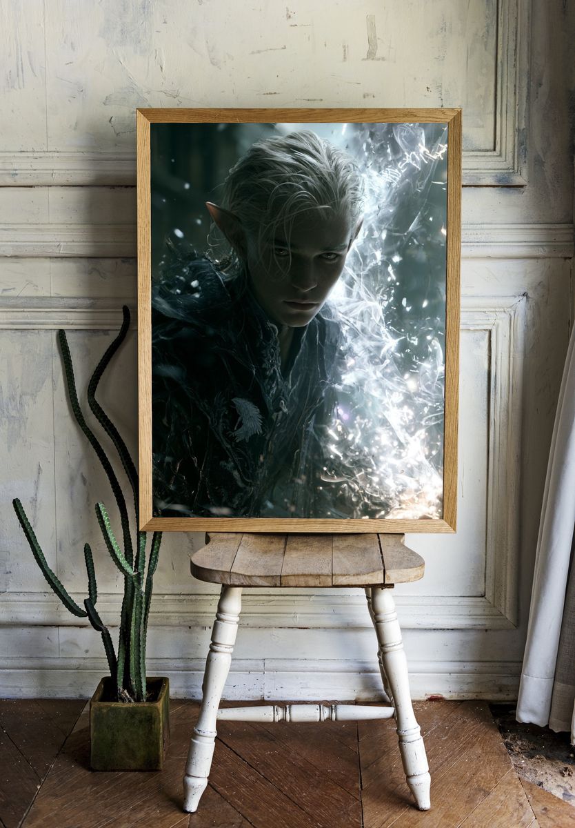 Elven Warrior Fantasy Print. room preview