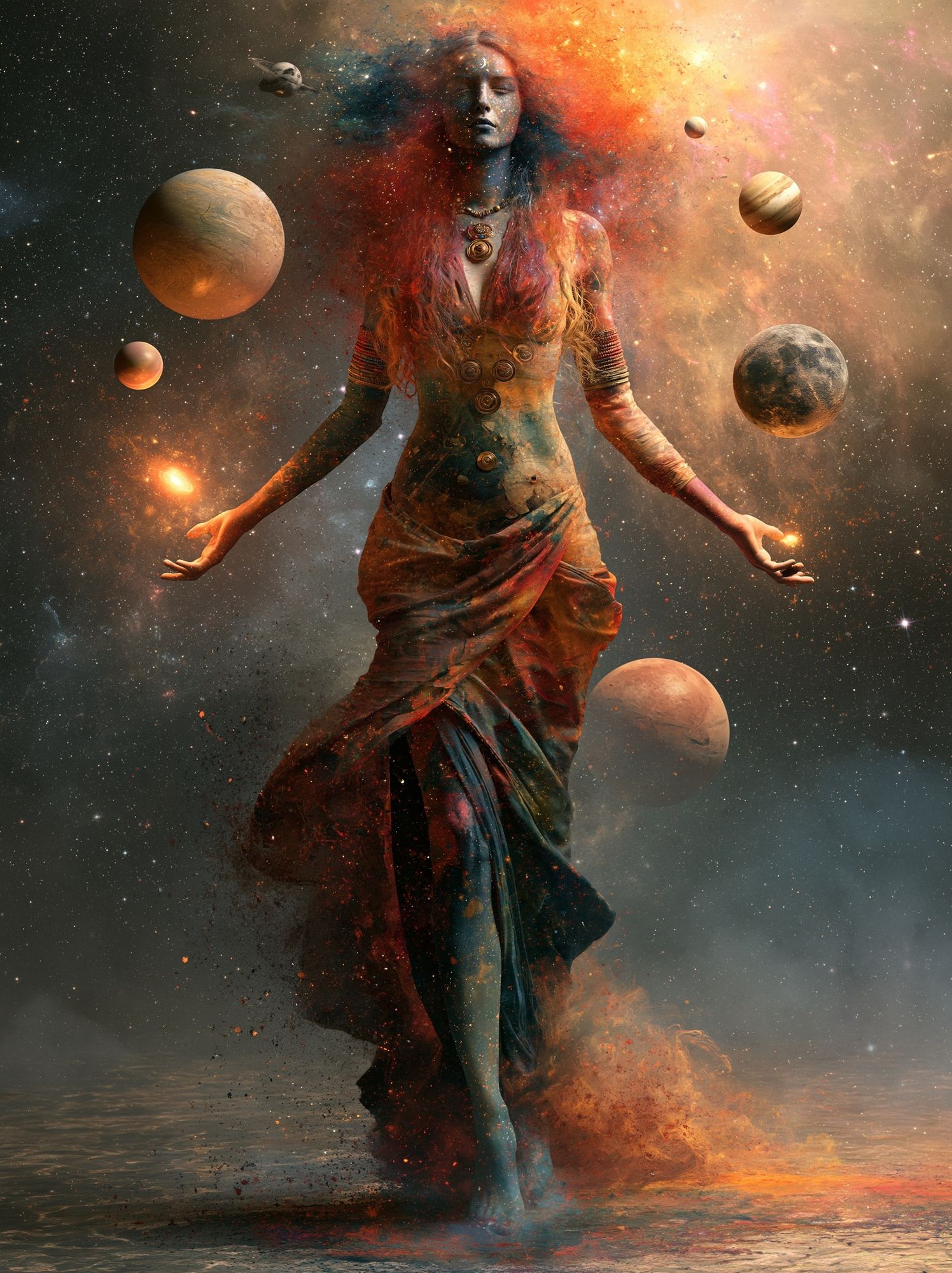 Cosmic Goddess Surrealism Poster. poster — illustration art