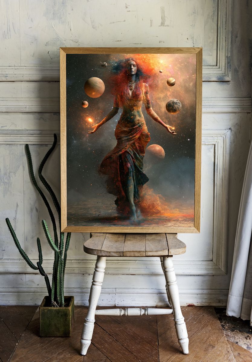 Cosmic Goddess Surrealism Poster. room preview