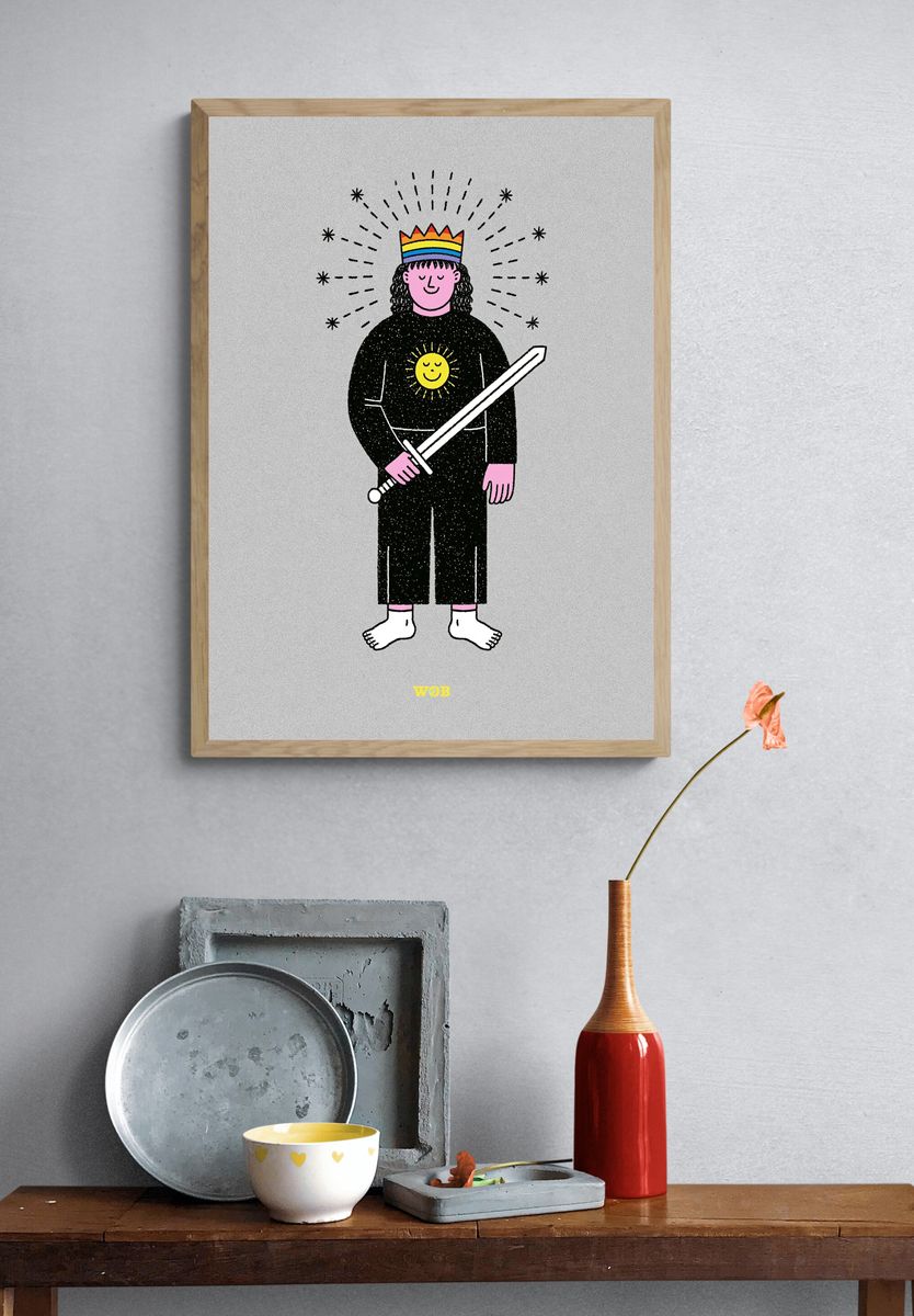 Rainbow Knight Illustration Poster. — room view 3