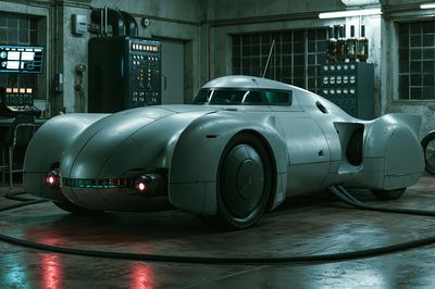 Retro Futuristic Car Garage Print.