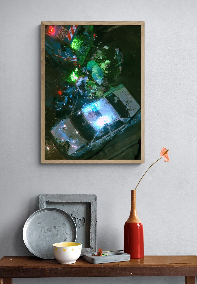 Neon Street Scene — Cyberpunk Print. — room view 3