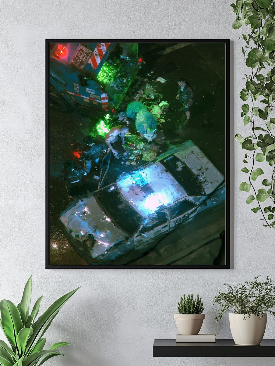 Neon Street Scene — Cyberpunk Print. — room view 4