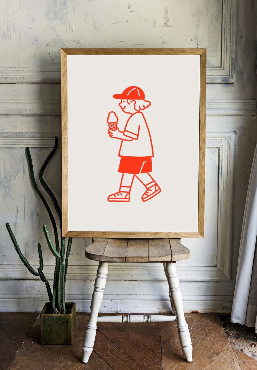 Ice Cream Kid Illustration Poster. room preview