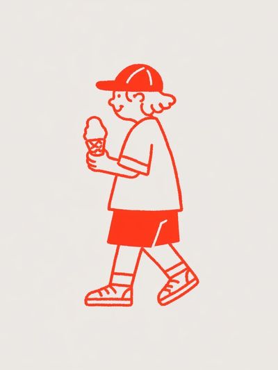Ice Cream Kid Illustration Poster.