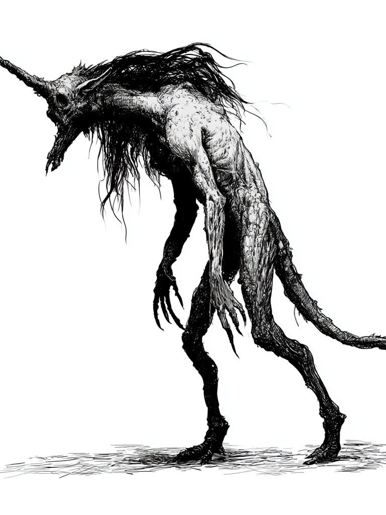 Horned Creature Ink Print. poster detail