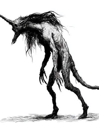 Horned Creature Ink Print. poster