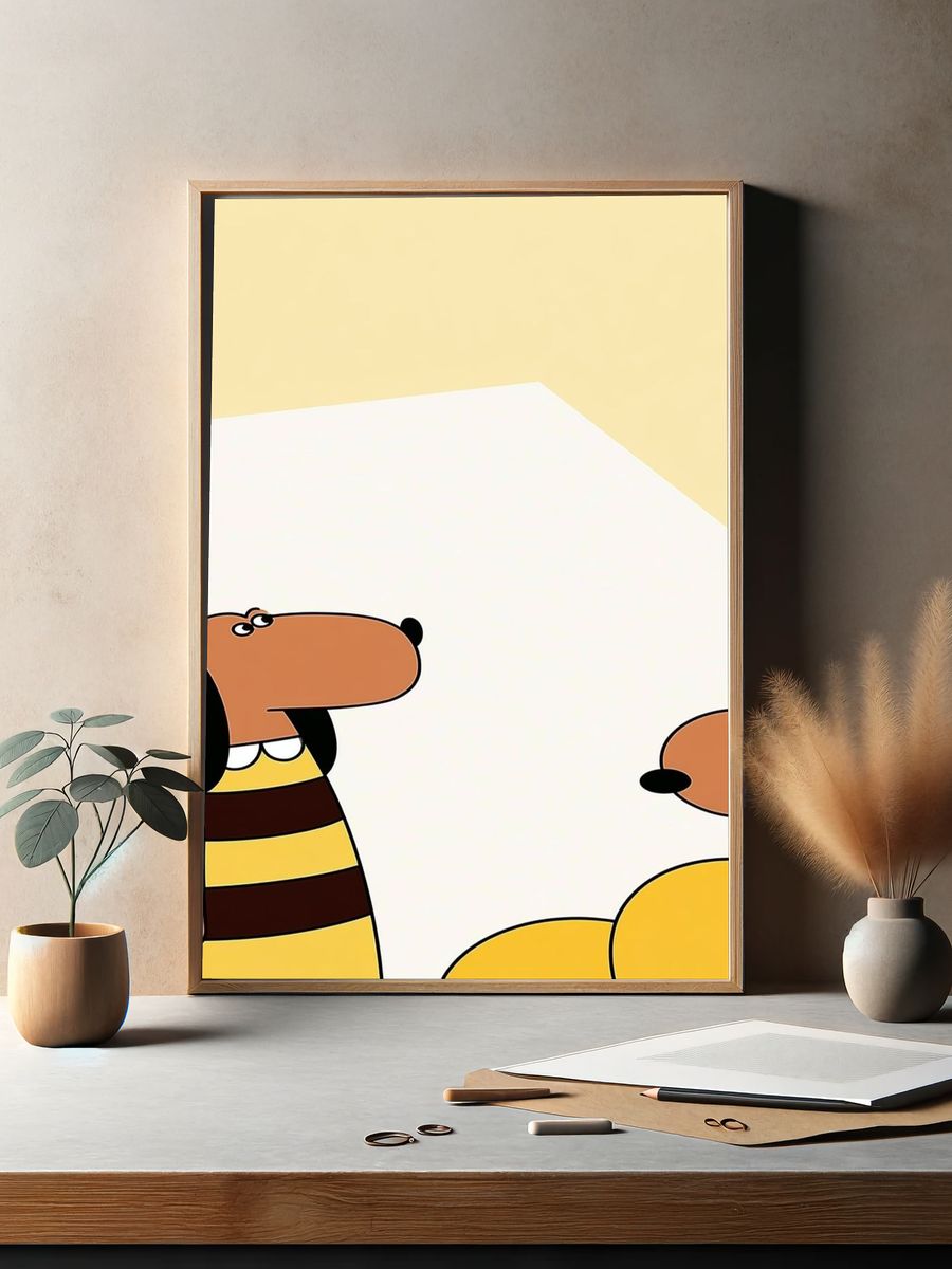 Cartoon Dogs Illustration Poster. — room view 2